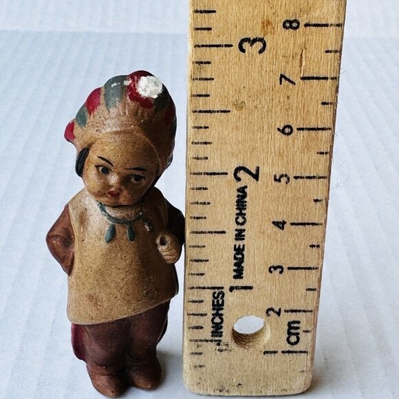 Native‎ American Indian Doll German Hertwig Bisque Porcelain Headdress 2.75" H - Picture 11 of 11